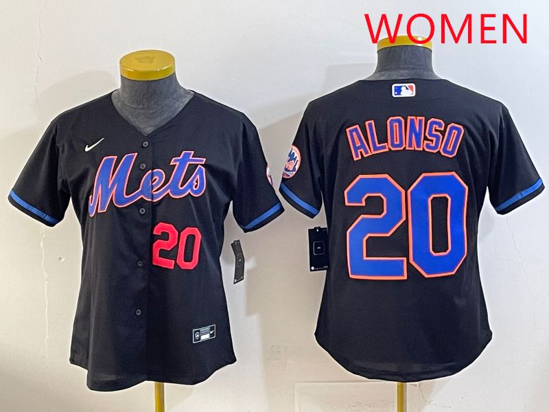 Women 2025 New York Mets #20 Alonso Black Game Nike MLB Jersey style 3->youth mlb jersey->Youth Jersey